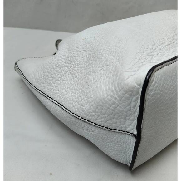 Talbot's White Leather Double Handle Tote Shoulder Bag - Picture 7 of 16